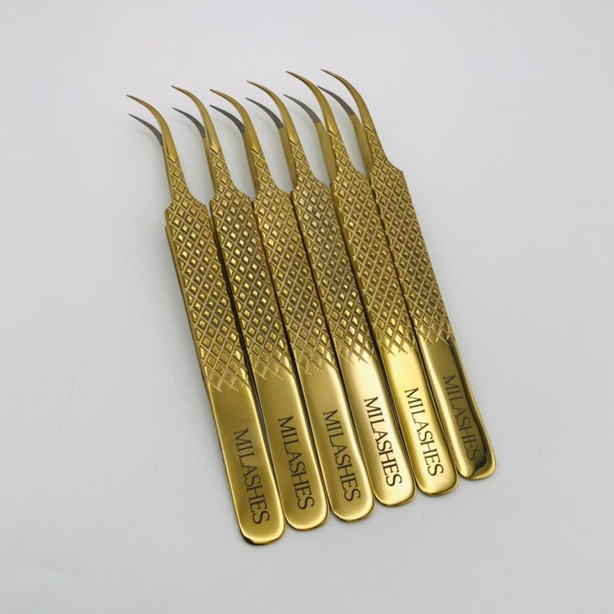 GOLD 2in1 Curved Fibre Tip Tweezer