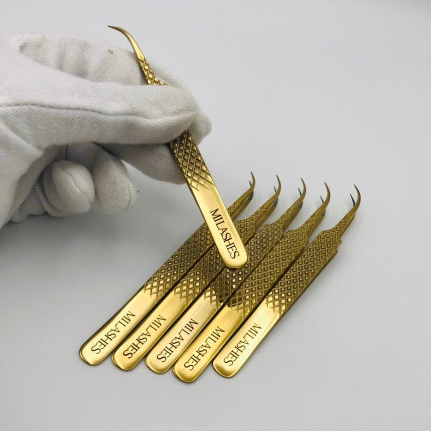 GOLD 2in1 Curved Fibre Tip Tweezer